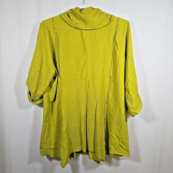 Soft Surroundings Lime Green Cowl Neck Pullover 3/4 Sleeve Light Top Tunic 3X - Picture 2 of 9